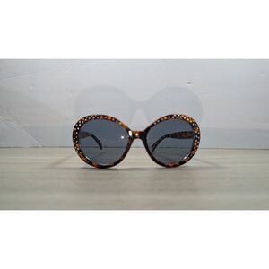 Tortoise Round Sunglasses Rhinestone Studded Frame Retro Fashion Women